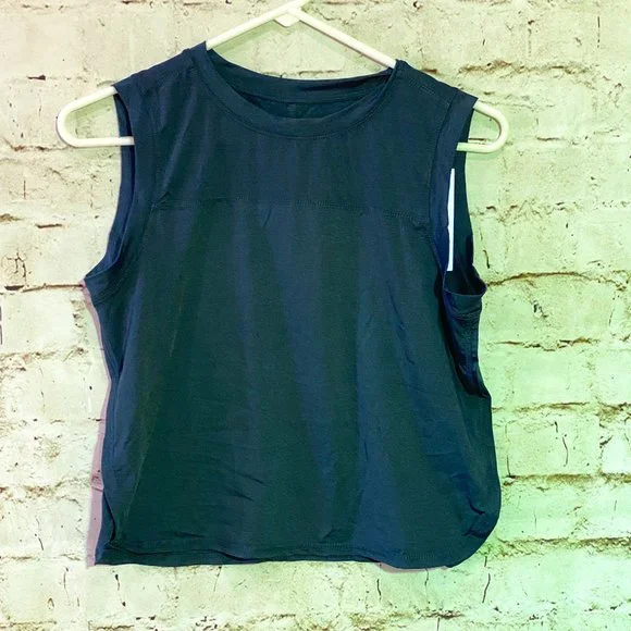 NWT ZYIA Activewear Heathered Navy Fierce Muscle Tank Size Small - Picture 2 of 8